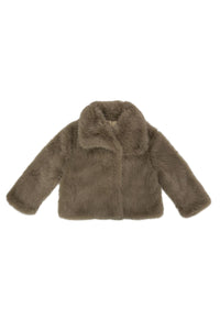 Oversized Lapel Faux Fur Sleeved Jacket