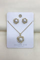 Pearl Floral Stud Earring & Necklace Set - Gold