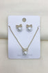 Pearl & Bow Stud Earring & Necklace Set