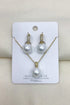Pearl Drop Hoop Earring & Necklace Set - Gold