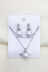 Pearl Drop Hoop Earring & Necklace Set - Silver
