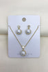 Delicate Pearl Drop Stud Earring & Necklace Set - Gold