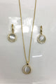 Elegant Pearl Hoop Drop Earring & Necklace Set - Gold