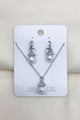 Diamante Pearl Drop Hoop Earring & Necklace Set - Silver