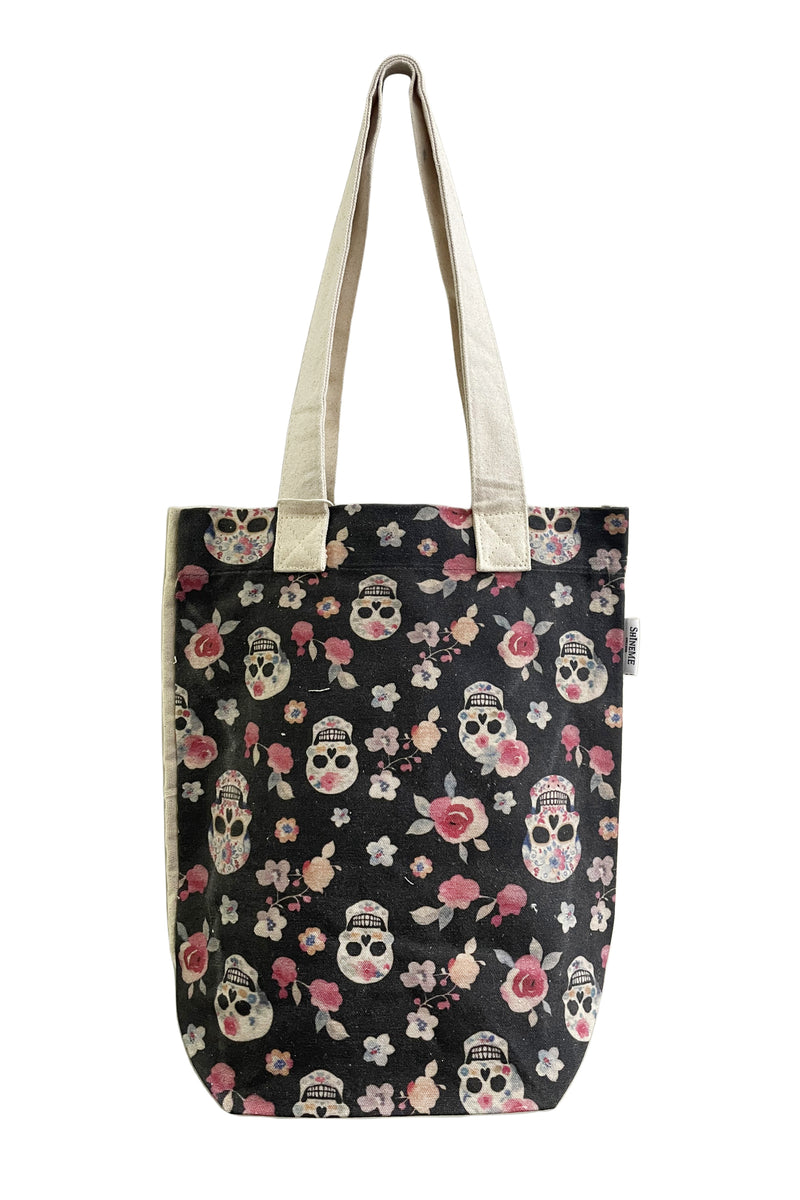 Cute Skull & Rose Print Cotton Tote Bag (Pack Of 3)– Fashion Scarf World