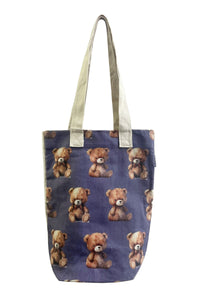 Teddy Bear Print Cotton Tote Bag (Pack Of 3)