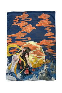 Japanese Luna Moon Print Silk Scarf