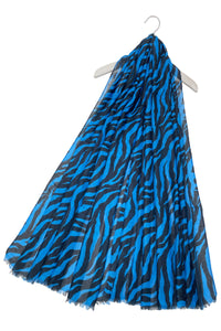 Vibrant Zebra Print Frayed Scarf