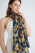 Cartoon Tiger & Floral Print Frayed Scarf