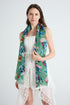 Scattered Skulls Print Frayed Scarf