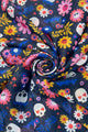 Floral Leaf Skull Print Frayed Scarf