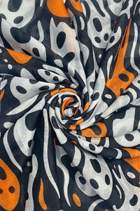 Scary Ghost Face Halloween Print Frayed Scarf