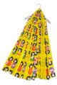 Japanese Doll Print Frayed Scarf