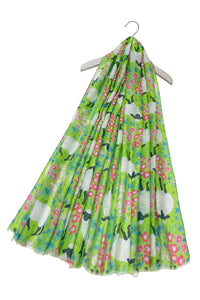 Cute Sheep & Spring Floral Print Frayed Scarf