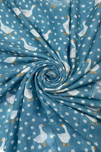 Goose & Mini Daisy Print Frayed Scarf