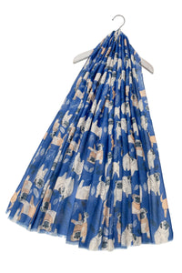 Pug Dog Print Frayed Scarf