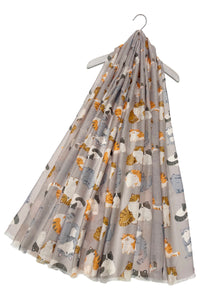 Cuddly Cat/Kitten Print Frayed Scarf