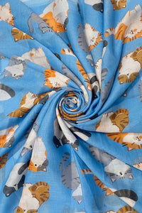 Cuddly Cat/Kitten Print Frayed Scarf