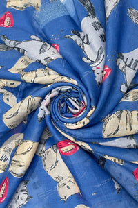 Cat Sketch Print Frayed Scarf