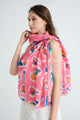 Mixed Fruit Print Frayed Scarf