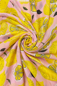Lemon Fruit Print Frayed Scarf