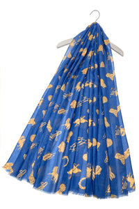 Equestrian Horse Print Frayed Scarf