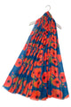 Vibrant Poppy Floral Print Frayed Scarf