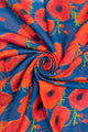 Vibrant Poppy Floral Print Frayed Scarf