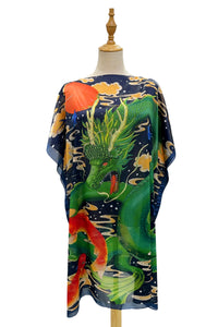 Japanese Dragon & Koi Fish Silk Cover Up