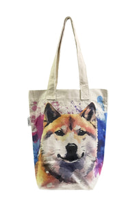 Shiba Inu Dog Print Cotton Tote Bag (Pack Of 3)