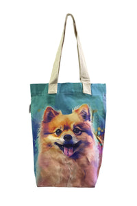 Pomeranian Dog Art Print Cotton Tote Bag (Pack Of 3)