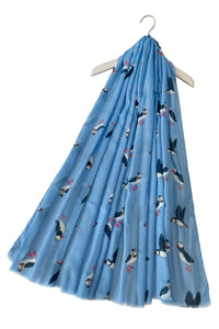 Puffin Bird Print Frayed Scarf