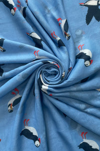 Puffin Bird Print Frayed Scarf