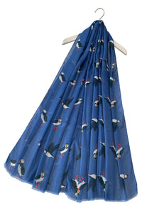 Puffin Bird Print Frayed Scarf