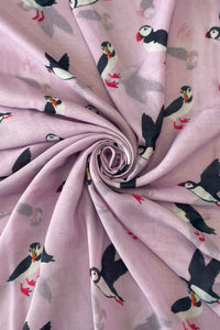 Puffin Bird Print Frayed Scarf