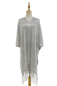 Summer Metallic Mesh Tassel Cover Up