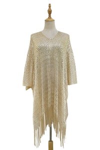 Summer Metallic Mesh Tassel Cover Up