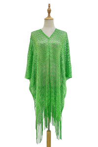 Summer Metallic Mesh Tassel Cover Up