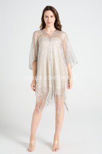 Summer Metallic Mesh Tassel Cover Up