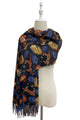 Fox & Deer Night Sky Art Inspired Wool Tassel Scarf