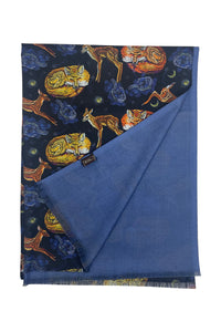 Fox & Deer Night Sky Art Inspired Wool Scarf