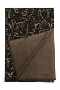 Woodland Animals Print Wool Scarf