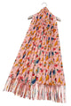 Owl & Floral Wool Tassel Scarf