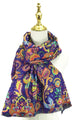 Detailed Paisley & Bird Print Wool Scarf
