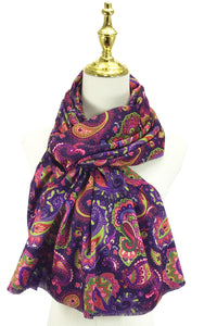 Detailed Paisley Print Wool Scarf