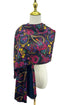 Indian Inspired Bold Floral & Paisley Wool Frayed Scarf