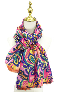 Bright Floral Print Wool Scarf