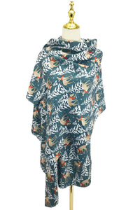 Reindeer & Christmas Tree Print Wool Scarf