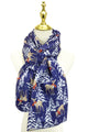 Reindeer & Christmas Tree Print Wool Scarf