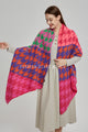 Houndstooth Stripe Print Diagonal Edge Wool Scarf